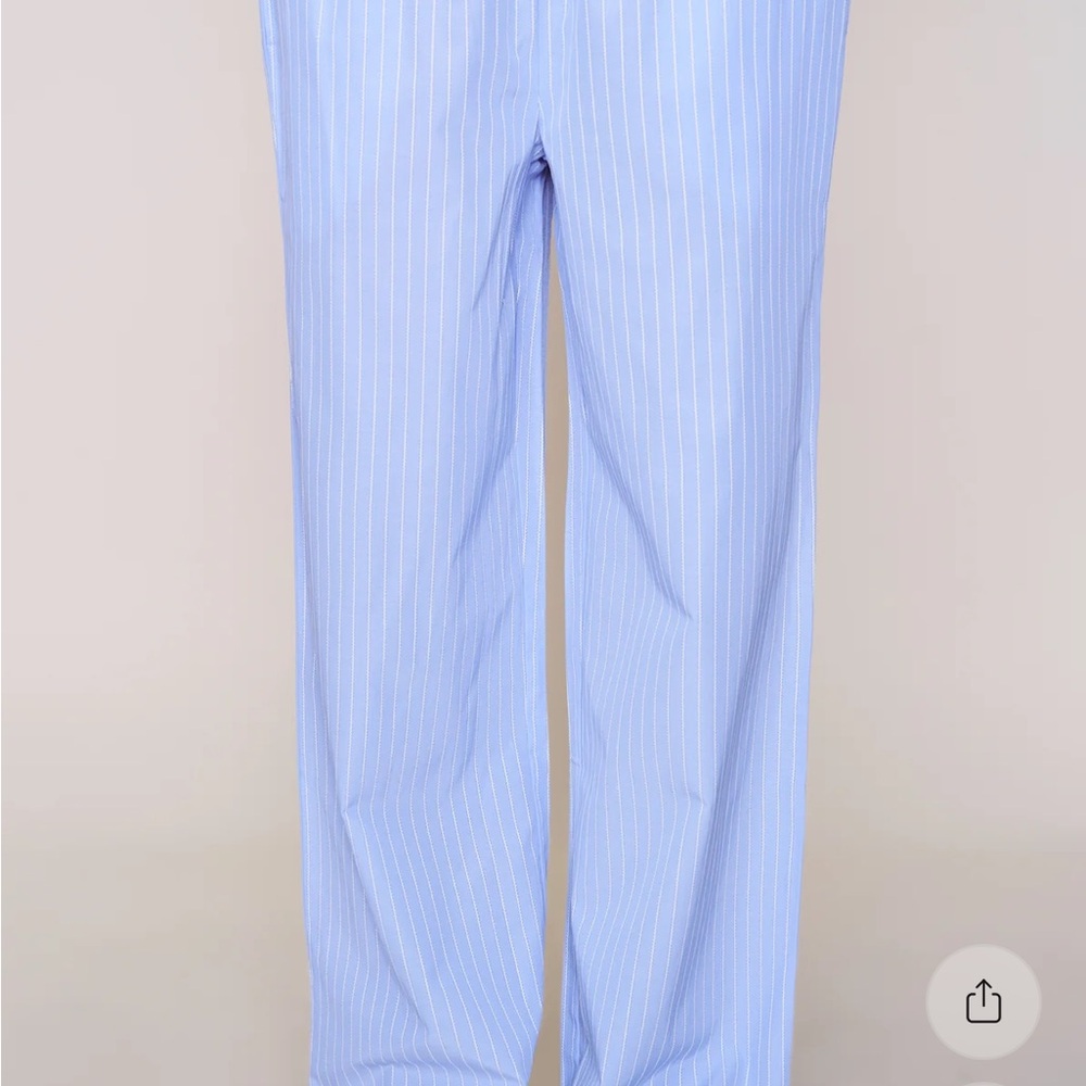 Danielle Guizio Light Blue Striped Straight Leg Pants